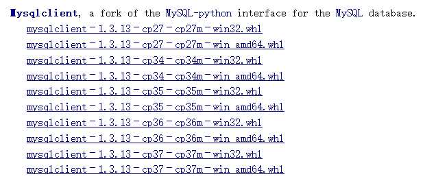 windows10 pip install MySQL-python mysqlclient