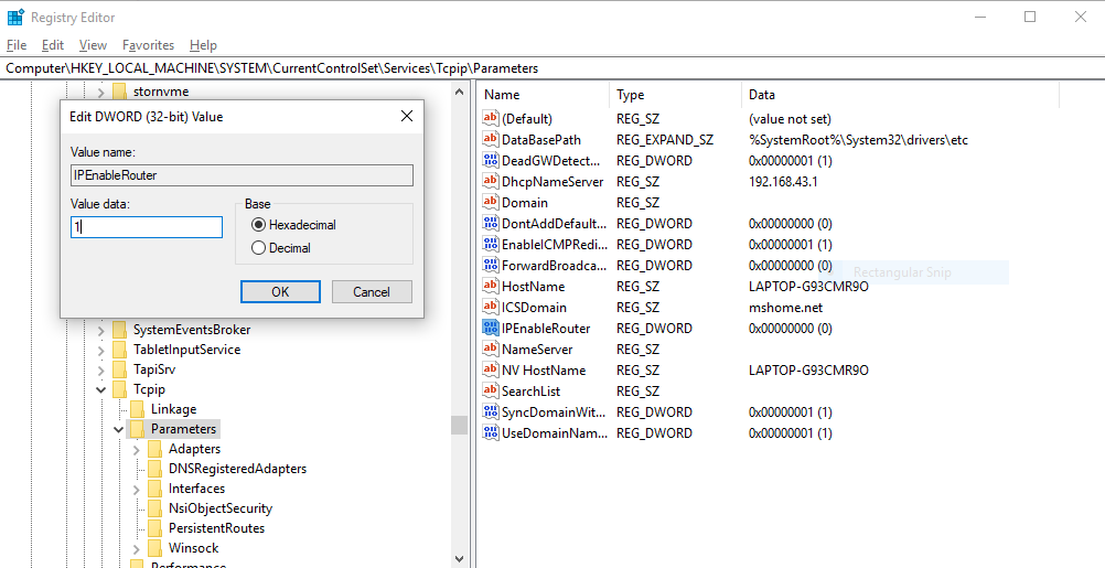 关闭windows 转发数据包 ip_forward