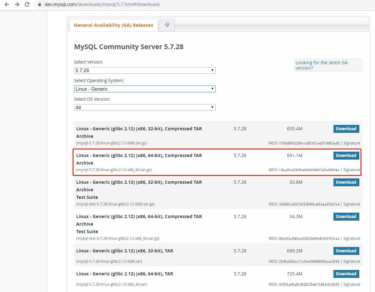 Linux下安装mysql-5.7
