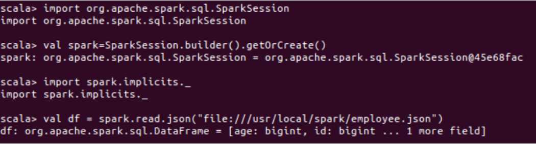 实验 5 Spark SQL 编程初级实践