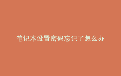 笔记本设置密码忘记了怎么办