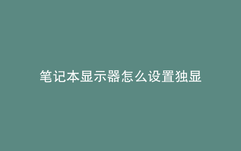 笔记本显示器怎么设置独显
