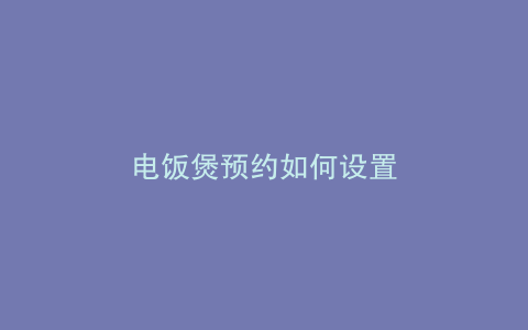电饭煲预约如何设置
