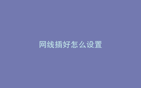 网线插好怎么设置