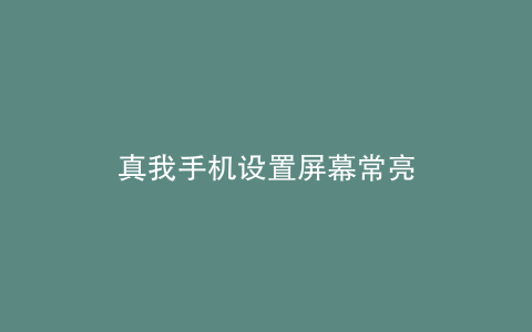 真我手机设置屏幕常亮