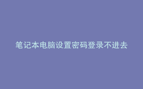 笔记本电脑设置密码登录不进去