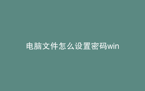 电脑文件怎么设置密码win