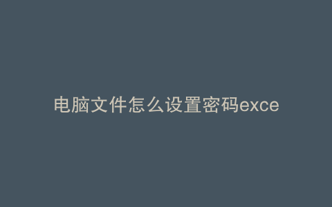 电脑文件怎么设置密码excel表