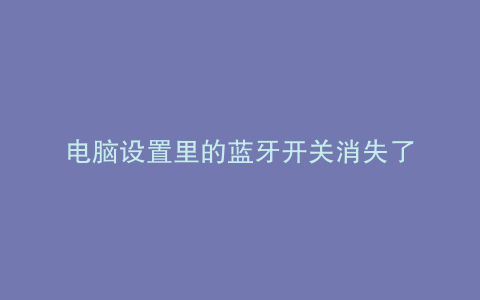 电脑设置里的蓝牙开关消失了