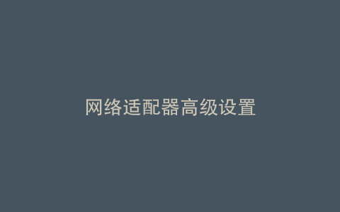 网络适配器高级设置