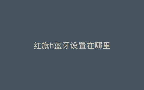 红旗h蓝牙设置在哪里