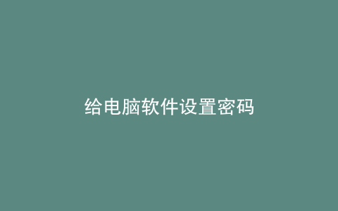 给电脑软件设置密码