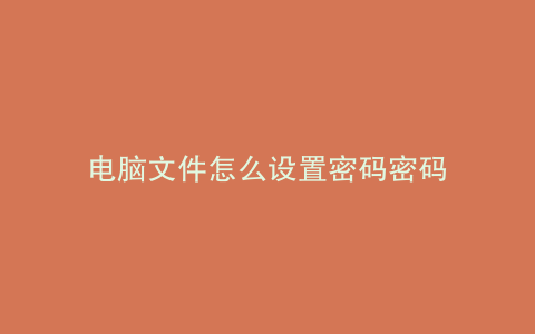 电脑文件怎么设置密码密码