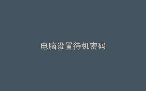 电脑设置待机密码