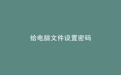 给电脑文件设置密码