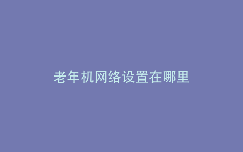 老年机网络设置在哪里