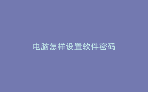 电脑怎样设置软件密码