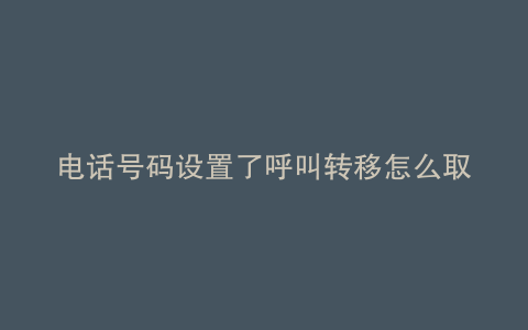 电话号码设置了呼叫转移怎么取消