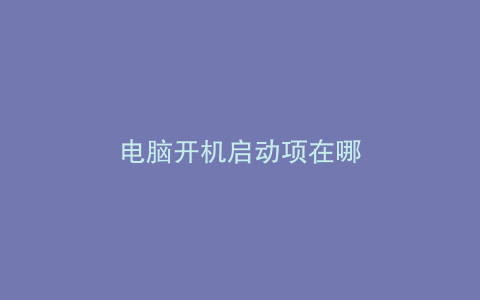 电脑开机启动项在哪