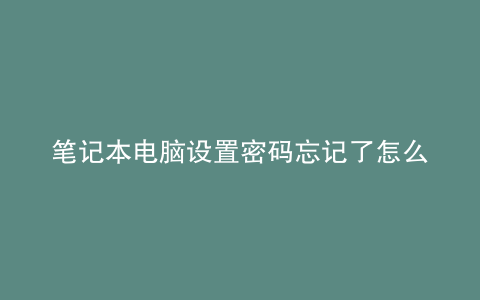 笔记本电脑设置密码忘记了怎么办