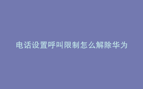 电话设置呼叫限制怎么解除华为