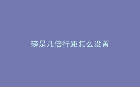 磅是几倍行距怎么设置