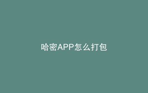 哈密APP怎么打包