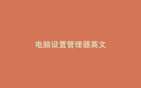 电脑设置管理器英文
