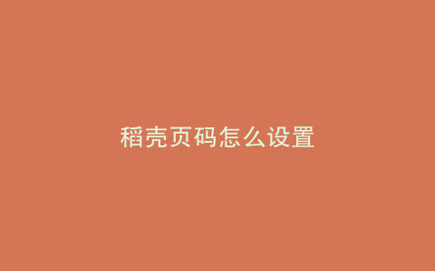 稻壳页码怎么设置