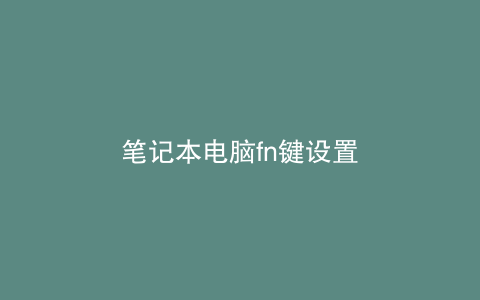 笔记本电脑fn键设置
