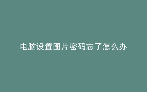 电脑设置图片密码忘了怎么办