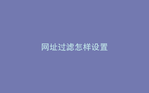 网址过滤怎样设置