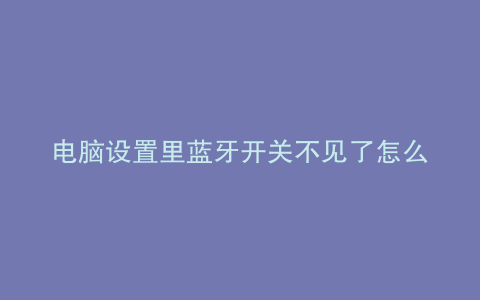 电脑设置里蓝牙开关不见了怎么办