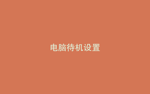电脑待机设置
