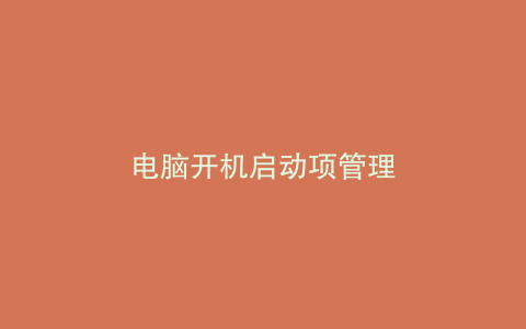 电脑开机启动项管理