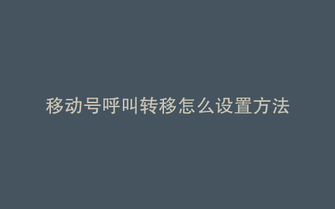 移动号呼叫转移怎么设置方法