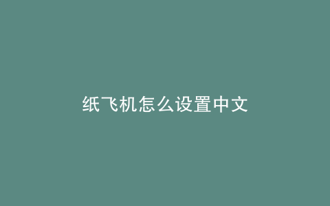 纸飞机怎么设置中文