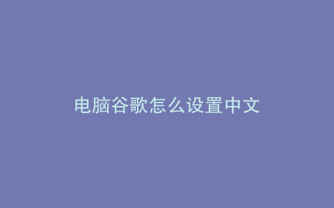 电脑谷歌怎么设置中文