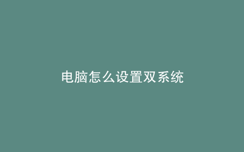 电脑怎么设置双系统