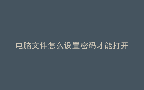 电脑文件怎么设置密码才能打开