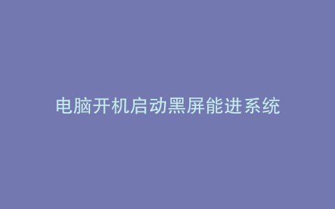 电脑开机启动黑屏能进系统