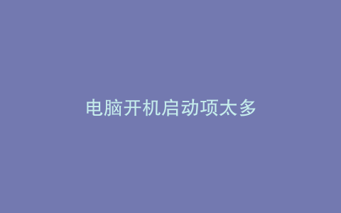 电脑开机启动项太多