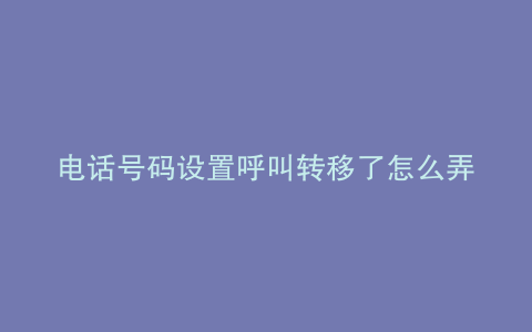 电话号码设置呼叫转移了怎么弄回来