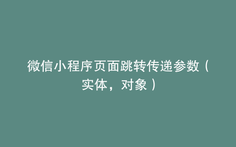 微信小程序页面跳转传递参数（实体，对象）