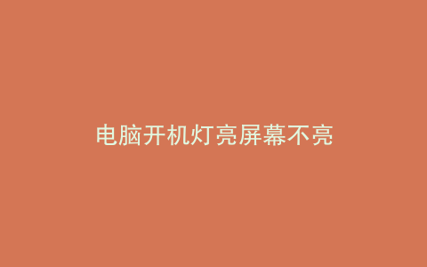 电脑开机灯亮屏幕不亮