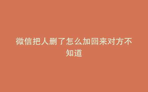 微信把人删了怎么加回来对方不知道