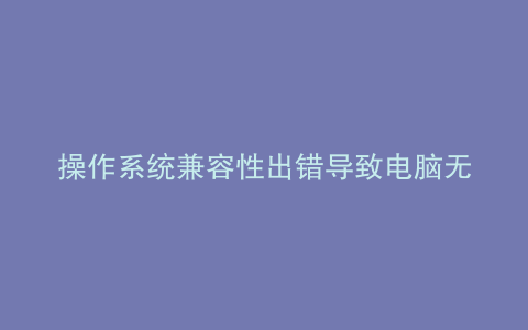操作系统兼容性出错导致电脑无法正常开机