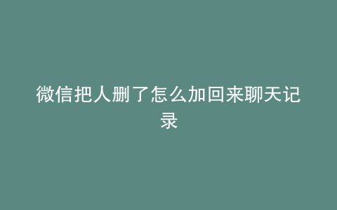 微信把人删了怎么加回来聊天记录