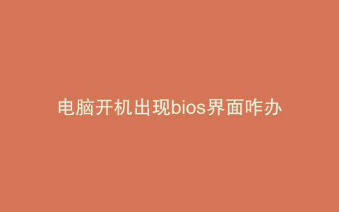 电脑开机出现bios界面咋办