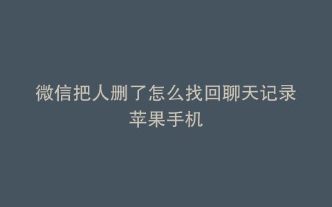 微信把人删了怎么找回聊天记录苹果手机